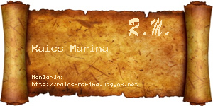 Raics Marina névjegykártya